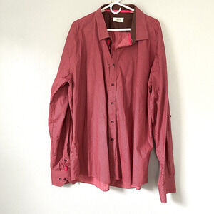 Tiglio Sport Shirt Mens Size 4X Pink Print Button Up Colorful Business Party